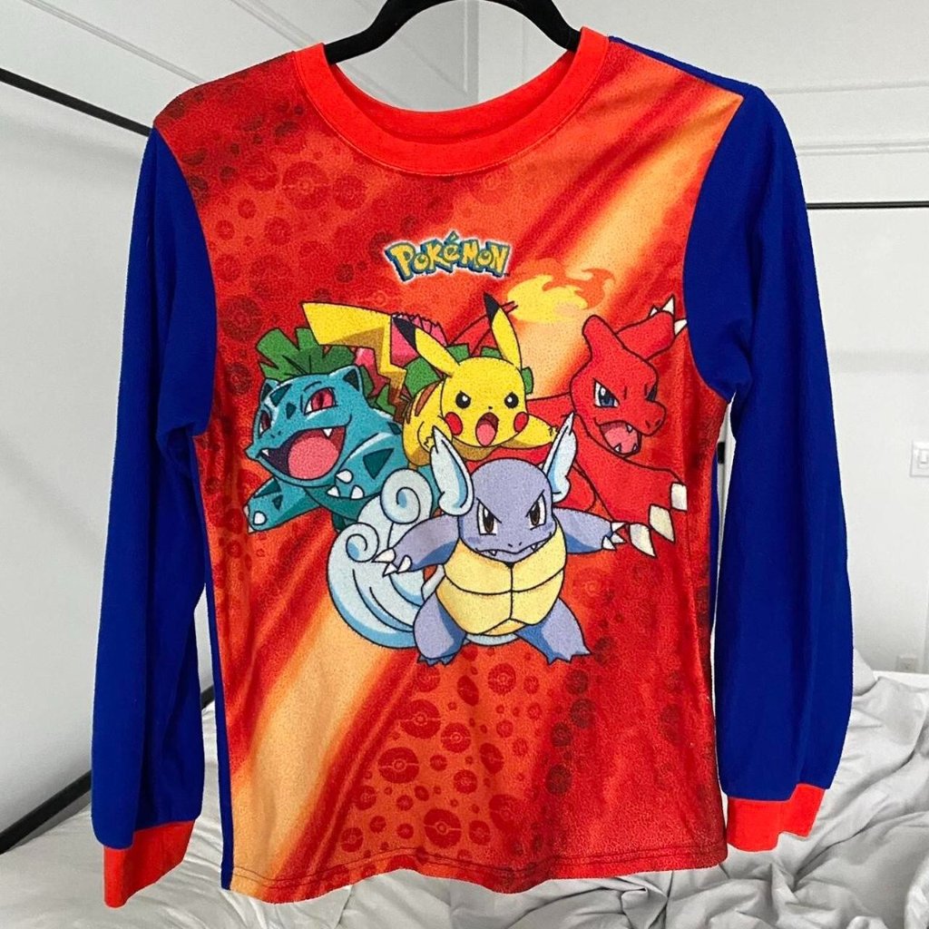 Pokemon Nintendo Authentic Colorful Fleece Shirt Top Adults Xs Small Kids Boys